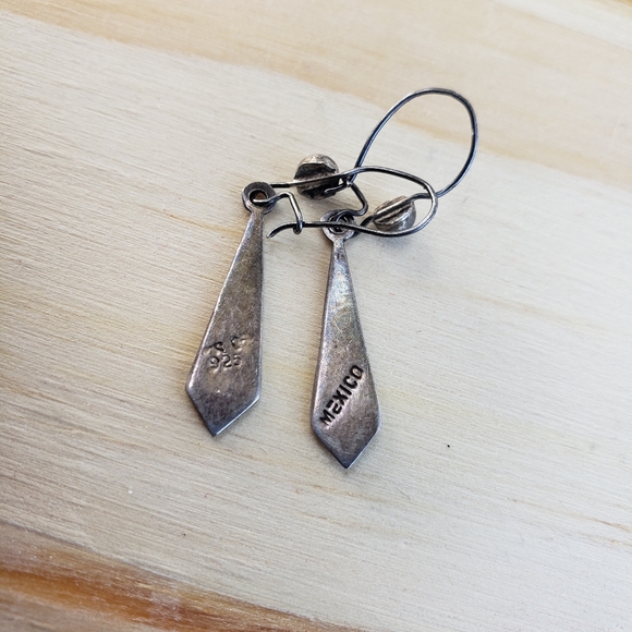 Sterling Silver Inlay Earrings Mexico - Picture 3 of 4